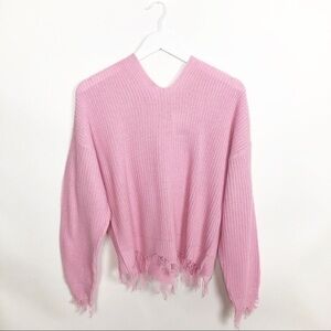 Jolie & Joy Knitted Pink Hoodie Oversized Top L
